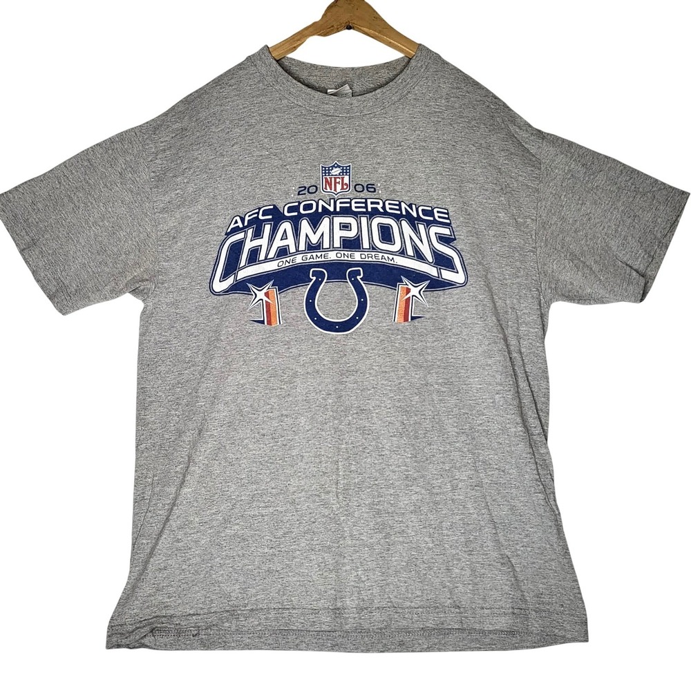 NFL Mens Indianapolis Colts 2006 AFC Conference Champions Grey T-Shirt Sz Large
